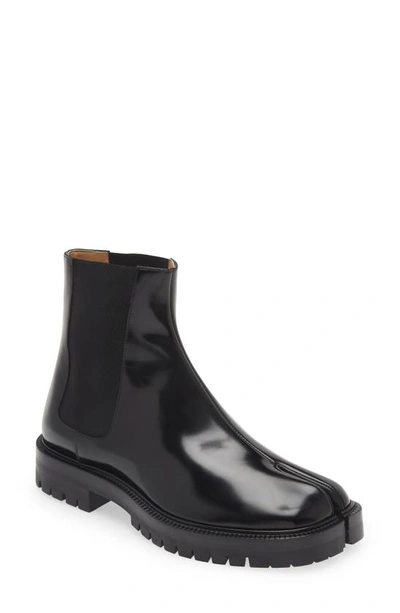 Maison Margiela Tabi Split-toe Leather Chelsea Boots In Black