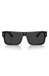 Prada 59mm Polarized Rectangle Sunglasses In Black Smoke