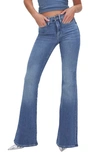 Good American Good Legs Flare Split Hem Jeans In Indigo591