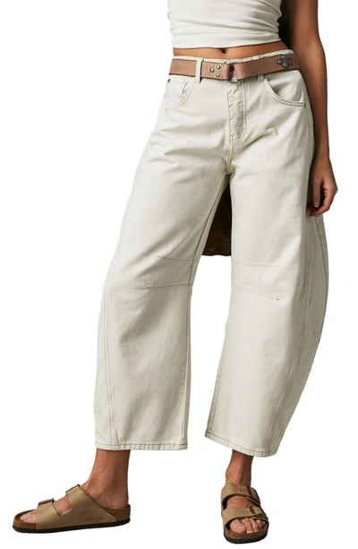 Free People Lucky You Mid Rise Barrel Jeans In Milk In White