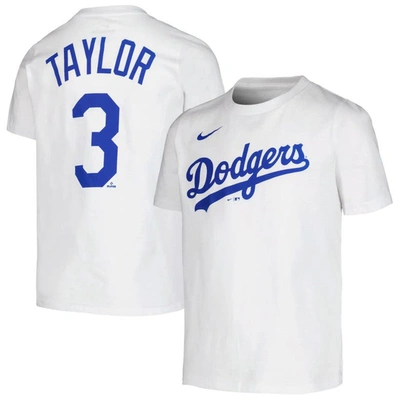 NIKE YOUTH NIKE CHRIS TAYLOR WHITE LOS ANGELES DODGERS PLAYER NAME & NUMBER T-SHIRT