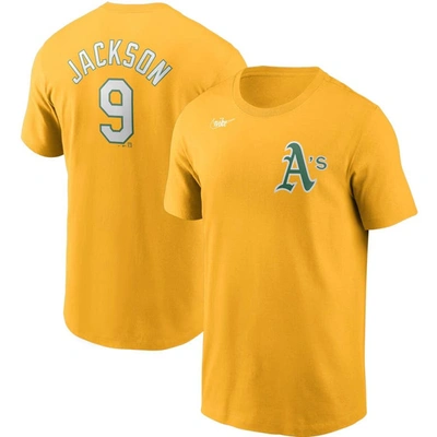 NIKE NIKE REGGIE JACKSON GOLD OAKLAND ATHLETICS COOPERSTOWN COLLECTION NAME & NUMBER T-SHIRT