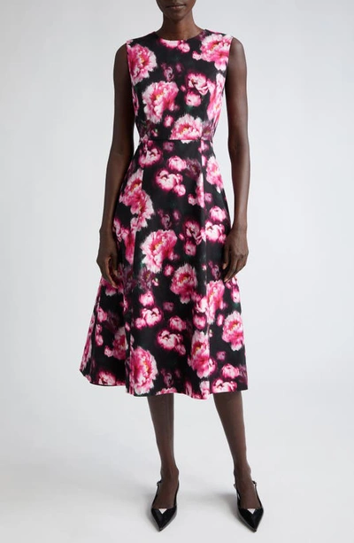 Adam Lippes Eloise Floral-print Sleeveless Cotton Twill Midi Dress In Black