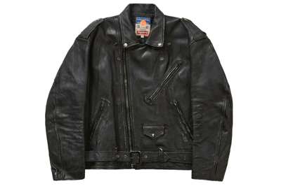 Pre-owned Supreme Blackmeans Painted Leather Motorcycle Jacket Black