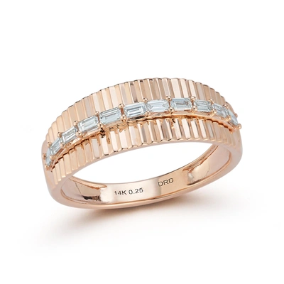 Dana Rebecca Designs Sadie Pearl Baguette Fluted Ring In Rose Gold