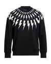 Neil Barrett Contrasting Printed Fair-isle Thunderbolt Crew-neck Sweatshi In Black