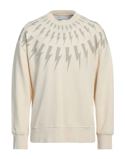 Neil Barrett Man Sweatshirt Cream Size L Cotton, Elastane In White