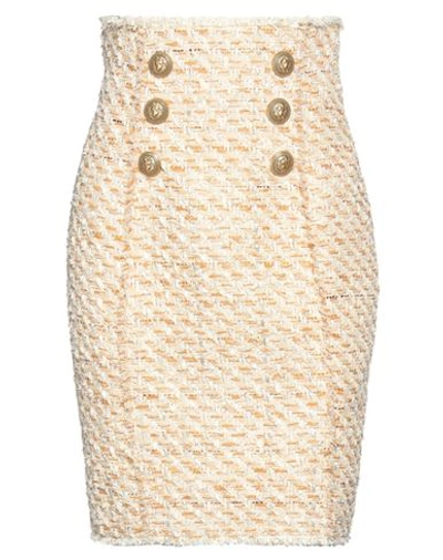 Balmain Woman Mini Skirt Beige Size 10 Cotton, Synthetic Fibers, Acrylic, Wool