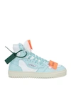 Off-white Woman Sneakers Sky Blue Size 11 Soft Leather, Textile Fibers
