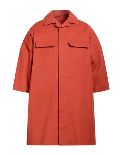 Rick Owens Man Shirt Orange Size 40 Cotton, Elastane