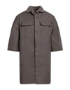 Rick Owens Man Shirt Khaki Size 38 Cotton, Elastane In Beige