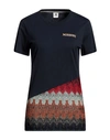 M MISSONI M MISSONI WOMAN T-SHIRT MIDNIGHT BLUE SIZE L COTTON, VISCOSE, CUPRO, POLYESTER