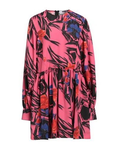 Msgm Woman Mini Dress Fuchsia Size 8 Polyester In Pink