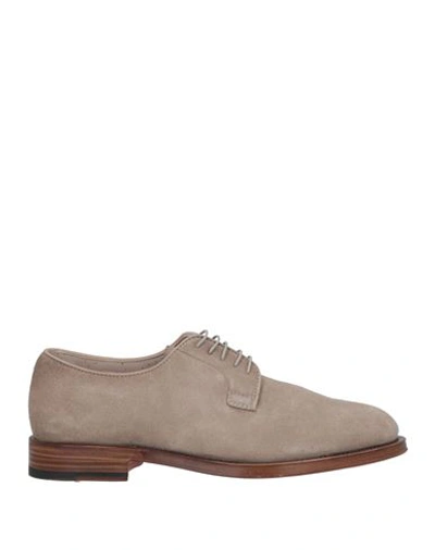 Santoni Man Lace-up Shoes Dove Grey Size 12 Leather