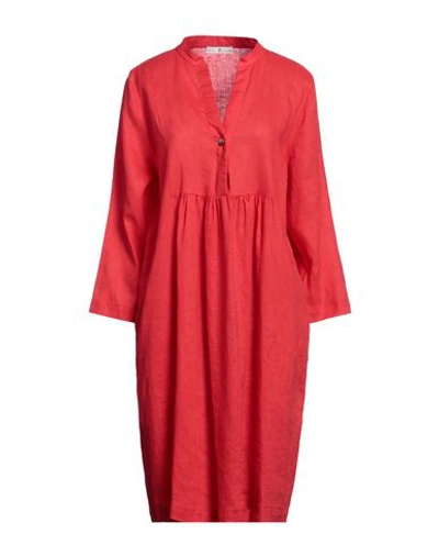 Whyci Woman Midi Dress Red Size 8 Linen