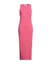 Msgm Woman Maxi Dress Fuchsia Size L Cotton, Elastane In Pink
