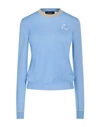 Rochas Woman Sweater Light Blue Size M Cashmere, Polyester, Metallic Polyester
