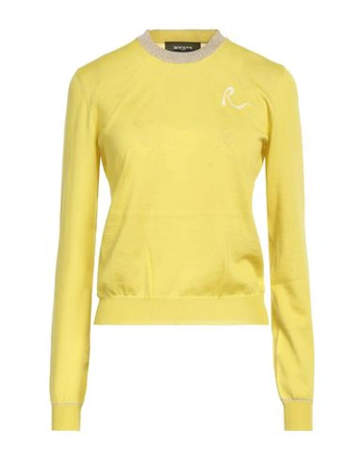 Rochas Woman Sweater Mustard Size M Cashmere, Polyester, Metallic Polyester In Yellow