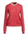 Rochas Woman Sweater Coral Size Xl Cashmere, Polyester, Metallic Polyester In Red