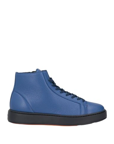 Santoni Man Sneakers Blue Size 12 Soft Leather