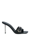 GIVENCHY GIVENCHY WOMAN SANDALS BLACK SIZE 8 CALFSKIN, STEEL