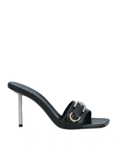 Givenchy Woman Sandals Black Size 8 Calfskin, Steel