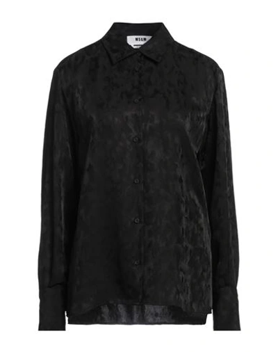 Msgm Woman Shirt Black Size 6 Acetate, Viscose