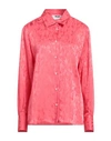 Msgm Woman Shirt Coral Size 8 Acetate, Viscose In Red