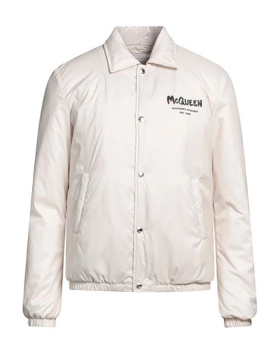 Alexander Mcqueen Man Jacket Light Grey Size 40 Polyester In White