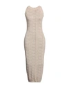 Balmain Woman Midi Dress Beige Size 12 Viscose, Polyamide