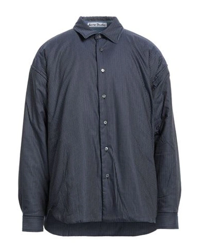 Acne Studios Man Shirt Midnight Blue Size 40 Cotton, Nylon, Elastane