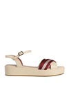 Bally Woman Sandals Ivory Size 7.5 Soft Leather, Textile Fibers In White