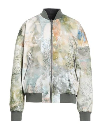 Balmain Reversible Bomber Jacket With Multicolored Sky Print In Green