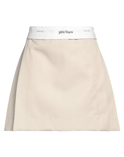 Palm Angels Woman Mini Skirt Beige Size L Polyester, Cotton