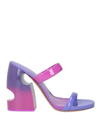 OFF-WHITE OFF-WHITE WOMAN SANDALS PURPLE SIZE 8 SOFT LEATHER