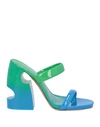 Off-white Woman Sandals Azure Size 10 Soft Leather In Blue