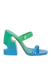 Off-white Woman Sandals Azure Size 10 Soft Leather In Green