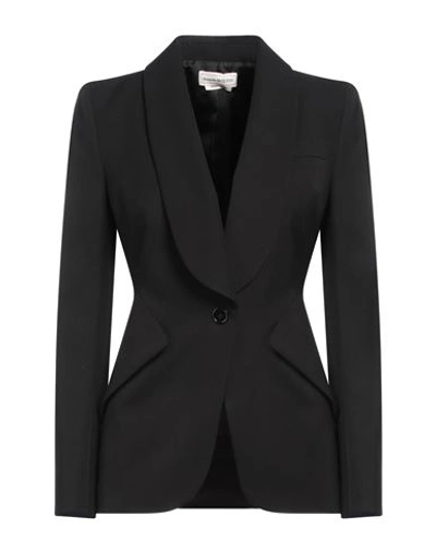 Alexander Mcqueen Woman Blazer Black Size 8 Wool In Black