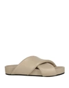 Jil Sander Leather Sandals In Dark Sand