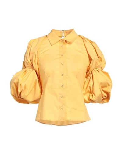 Jacquemus Woman Shirt Ocher Size 6 Cotton, Elastane In Yellow