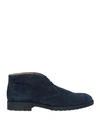 Bally Man Ankle Boots Navy Blue Size 13 Bovine Leather In Navy Blue
