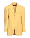 JACQUEMUS JACQUEMUS WOMAN BLAZER YELLOW SIZE 4 LINEN, VISCOSE, POLYESTER