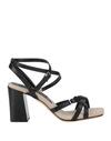 Sergio Rossi Woman Sandals Black Size 8.5 Soft Leather In Black