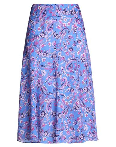 Isabel Marant Woman Midi Skirt Blue Size 8 Viscose, Silk