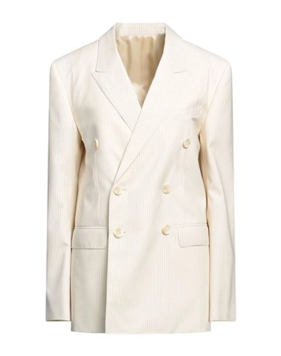 Celine Woman Blazer Ivory Size 8 Wool, Cupro, Viscose In White
