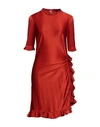 RABANNE RABANNE WOMAN MIDI DRESS BRICK RED SIZE 6 VISCOSE, ELASTANE