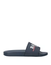 Bally Man Sandals Midnight Blue Size 13 Textile Fibers In Blue