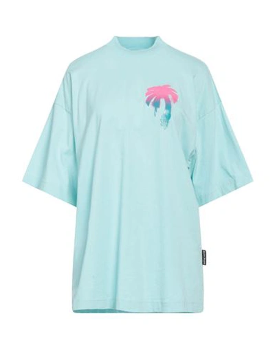 Palm Angels Woman T-shirt Sky Blue Size S Cotton, Polyester