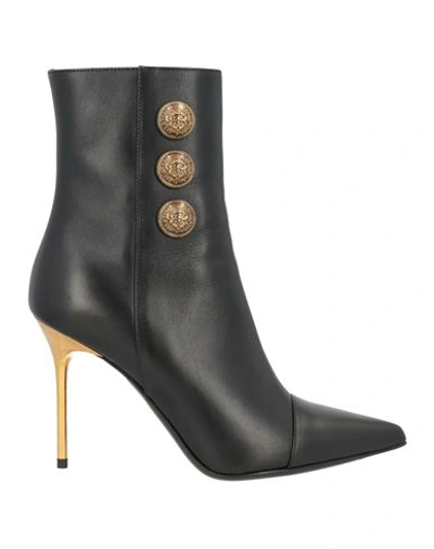 Balmain Woman Ankle Boots Black Size 10 Bovine Leather