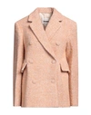 Jil Sander Woman Coat Apricot Size 2 Virgin Wool, Mohair Wool, Alpaca Wool, Polyamide In Orange